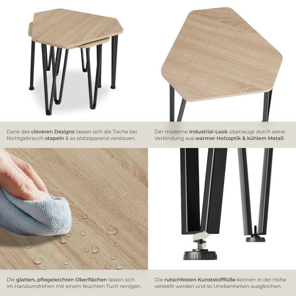 Beistelltisch-Set Torquay Industrial Holz hell, Eiche Sonoma