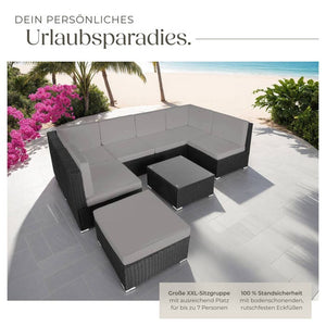 Rattan Lounge Venedig - schwarz/grau