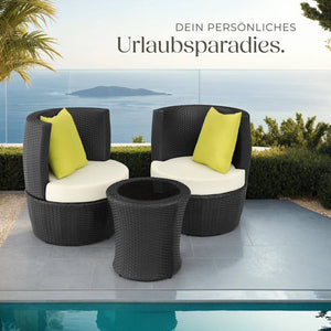 Aluminium Rattan Sitzgruppe Nizza schwarz