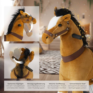 Schaukelpferd auf Rollen, Plüsch, realistisches Design 29 x 76 x 85 cm