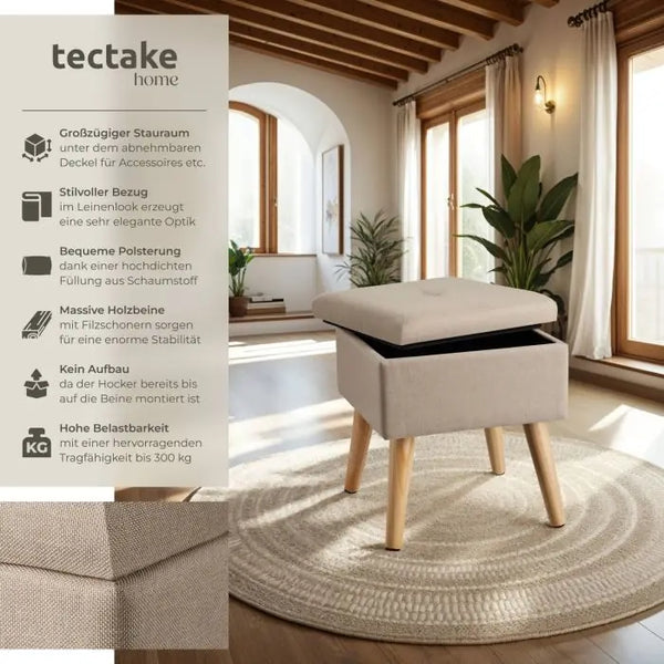 Sitzhocker mit Stauraum Elva Sand