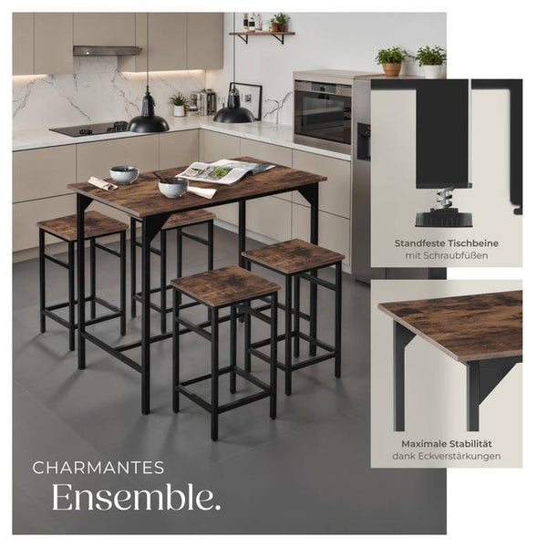 Bartisch-Set Edinburgh Industrial Holz dunkel, rustikal