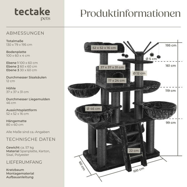 Kratzbaum Gismo 195cm schwarz