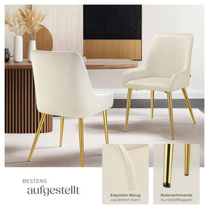 Polsterstuhl Avane, Samtoptik, Belastbarkeit 120 kg beige 2er Set