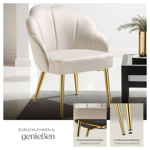Cocktailsessel Hellen créme/gold 4er Set