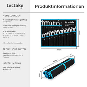 Schraubenschlüsselset 25- tlg., schwarz/blau