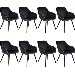 8er Set Stuhl Marilyn Samtoptik, schwarz
