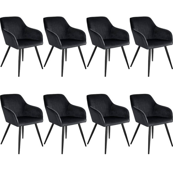 8er Set Stuhl Marilyn Samtoptik, schwarz