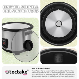 Reiskocher mit Dampfgareinsatz, 1,8 l, Warmhaltefunktion