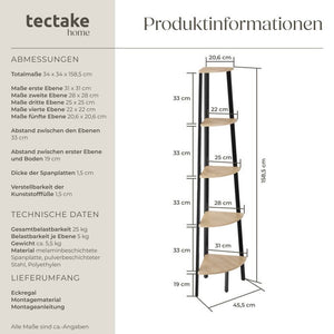 Eckregal Portland Industrial Holz hell, Eiche Sonoma