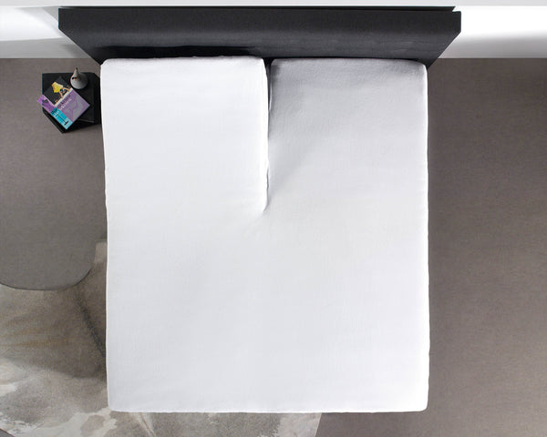 Split Topper Baumwolle Spannbettlaken Weiss 160 x 210 cm