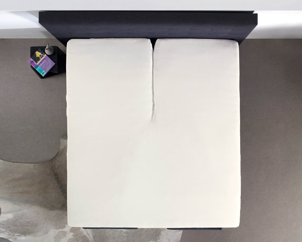Split Topper Baumwolle Spannbettlaken Creme 180 x 220 cm