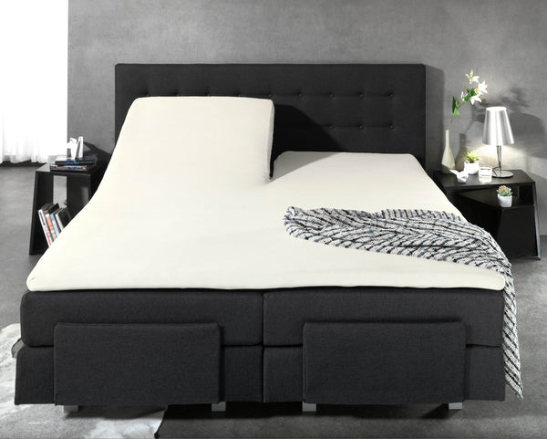 Split Topper Baumwolle Spannbettlaken Creme 180 x 220 cm