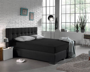 Einzel Jersey 135 gr. Spannbettlaken Schwarz 190/200 x 200/220 cm