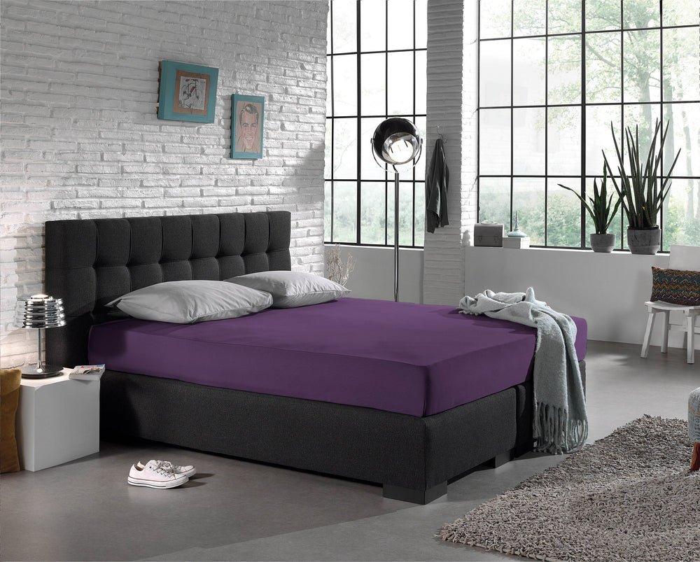 Einzel Jersey 135 gr. Spannbettlaken Lila 190/200 x 200/220 cm