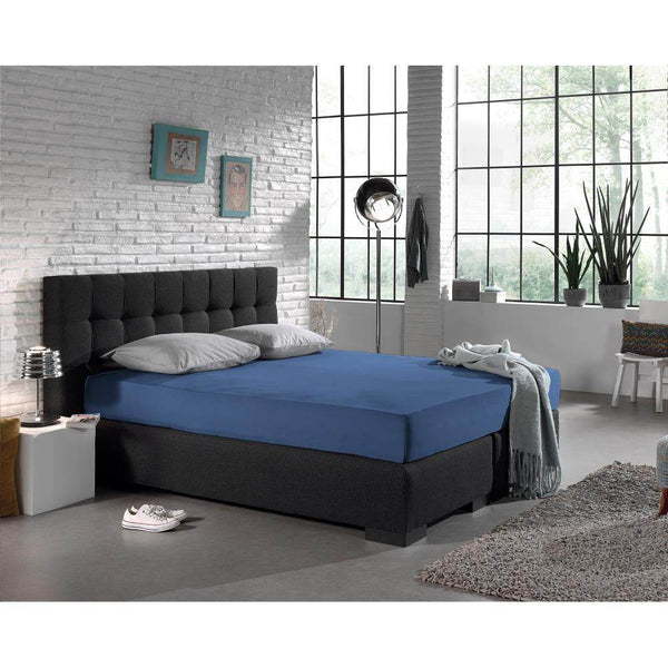 Einzel Jersey 135 gr. Spannbettlaken Blau 80/100 x 200 cm