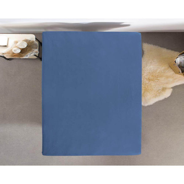 Einzel Jersey 135 gr. Spannbettlaken Blau 190/200 x 200/220 cm