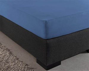 Einzel Jersey 135 gr. Spannbettlaken Blau 190/200 x 200/220 cm