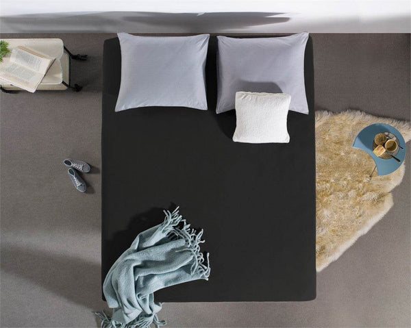 Doppelt Jersey 220 gr. Spannbettlaken Schwarz 140 x 200/220 cm
