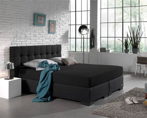 Doppelt Jersey 220 gr. Spannbettlaken Schwarz 160/180 x 200/220 cm