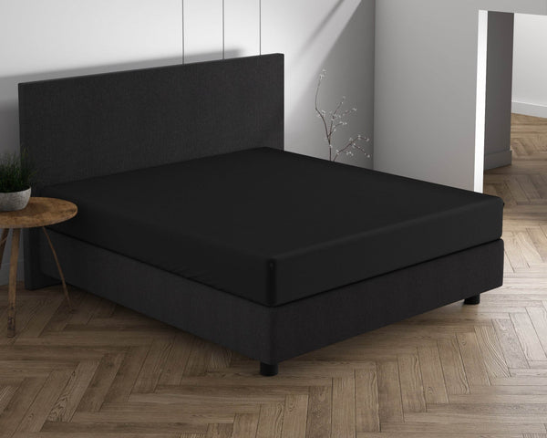 Doppelt Jersey 220 gr. Spannbettlaken Schwarz 190/200 x 220/230 cm