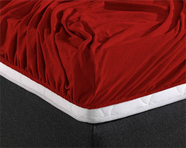 Doppelt Jersey 220 gr. Spannbettlaken Rot 140 x 200/220 cm