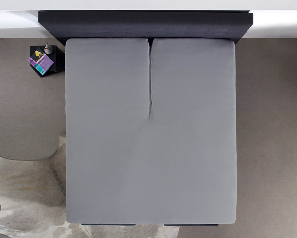 Split Topper Baumwolle Spannbettlaken Grau 160 x 200 cm
