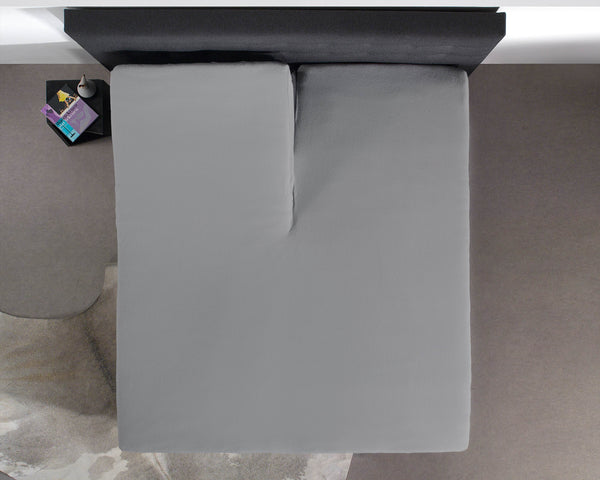Split Topper Baumwolle Spannbettlaken Grau 160 x 200 cm