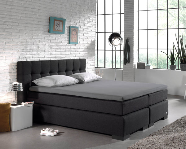 Split Topper Baumwolle Spannbettlaken Grau 160 x 200 cm