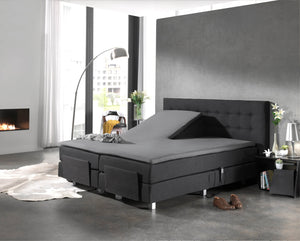 Split Topper Baumwolle Spannbettlaken Grau 160 x 200 cm