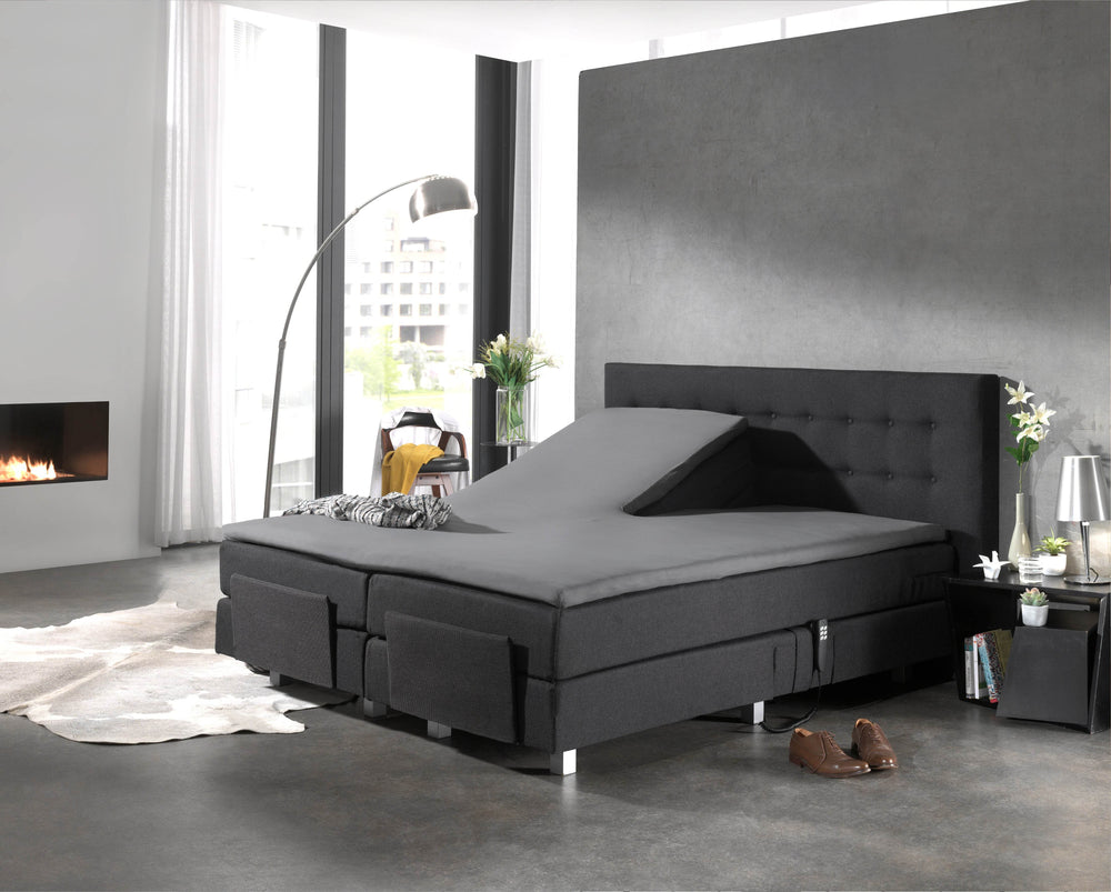 Split Topper Baumwolle Spannbettlaken Grau 160 x 210 cm