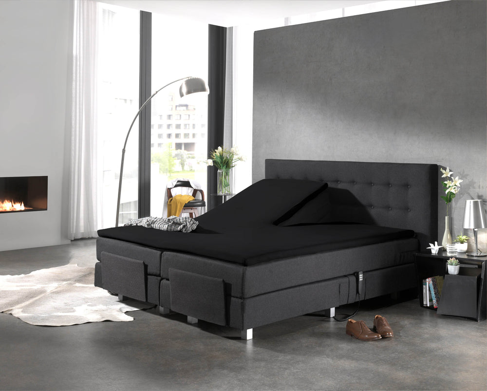 Split Topper Baumwolle Spannbettlaken Schwarz 180 x 210 cm