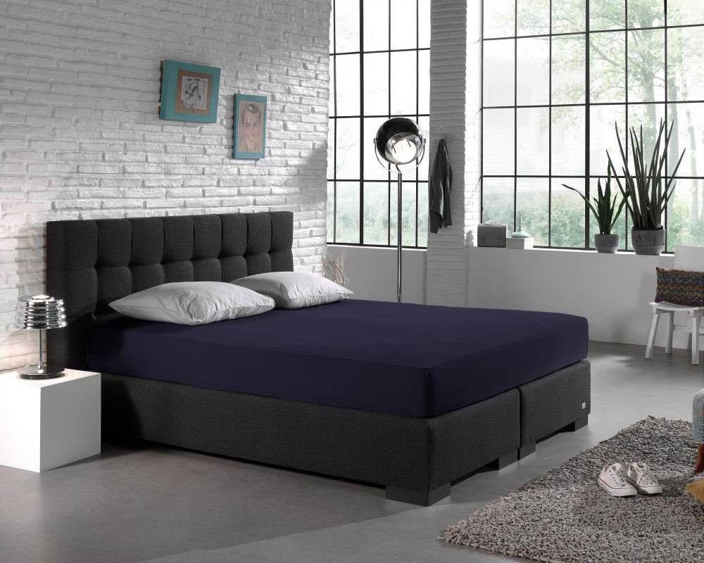Doppelt Jersey 220 gr. Spannbettlaken Navy 140 x 200/220 cm