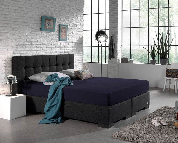 Doppelt Jersey 220 gr. Spannbettlaken Navy 140 x 200/220 cm