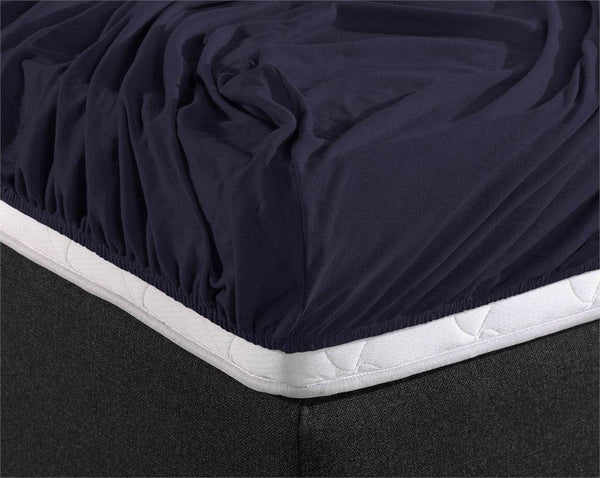 Doppelt Jersey 220 gr. Spannbettlaken Navy 140 x 200/220 cm