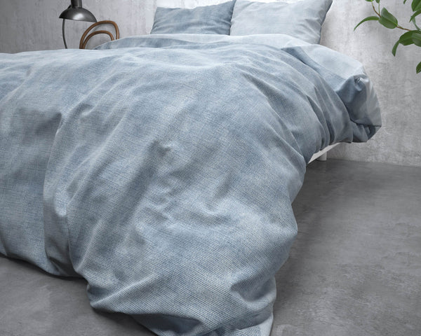 Bettbezug Flanel Washed Cotton blau 140 x 220 cm
