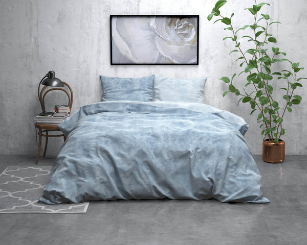 Bettbezug Flanel Washed Cotton blau 240 x 220 cm
