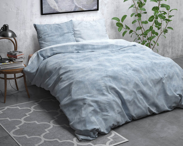 Bettbezug Flanel Washed Cotton blau 140 x 220 cm