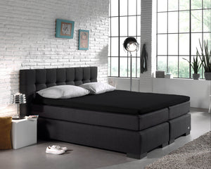 Split Topper Baumwolle Spannbettlaken Schwarz 200 x 220 cm