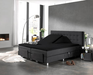 Split Topper Baumwolle Spannbettlaken Schwarz 200 x 220 cm