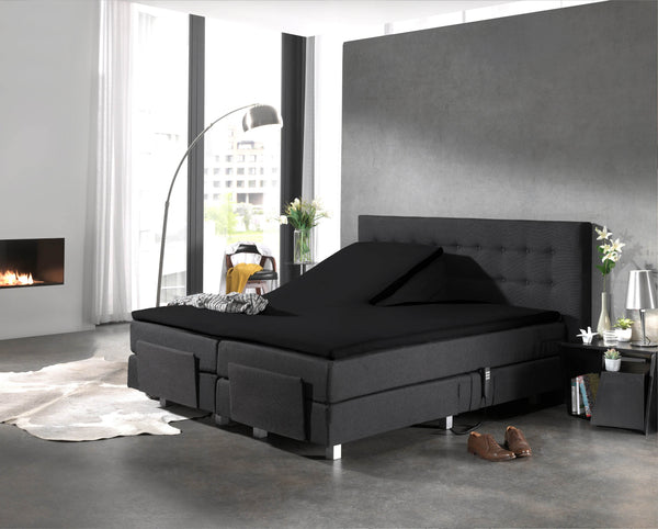 Split Topper Baumwolle Spannbettlaken Schwarz 200 x 220 cm