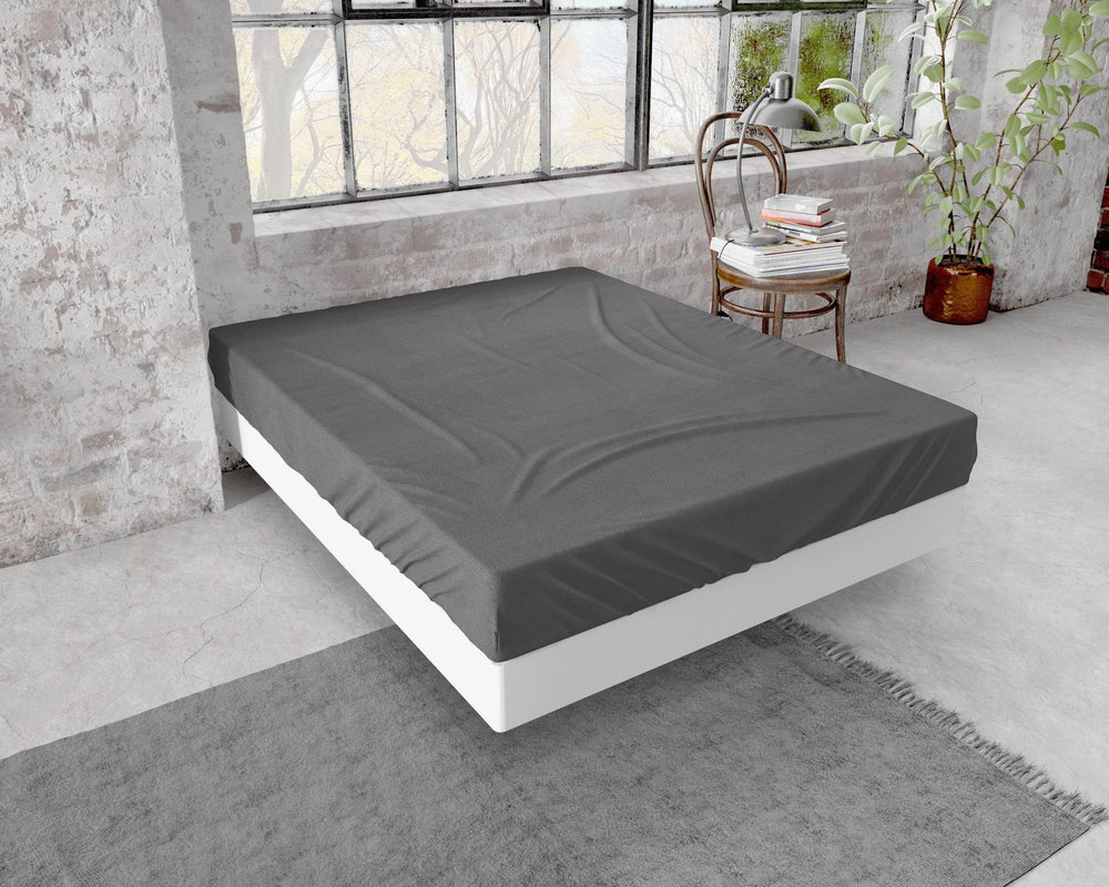 Flanel Premium Spannbettlaken Anthrazit 180 x 200/210 cm