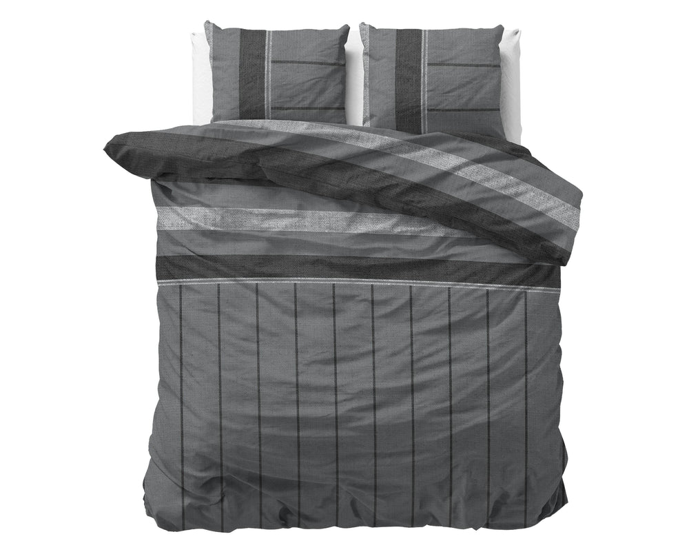 Bettbezug Flanel Stone Stripe Grau 240 x 220