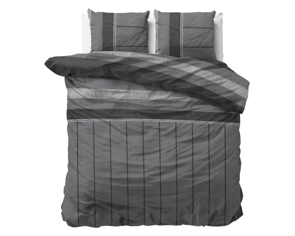 Bettbezug Flanel Stone Stripe Grau 240 x 220