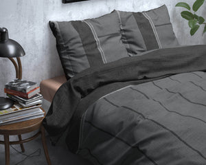 Bettbezug Flanel Stone Stripe Grau 240 x 220