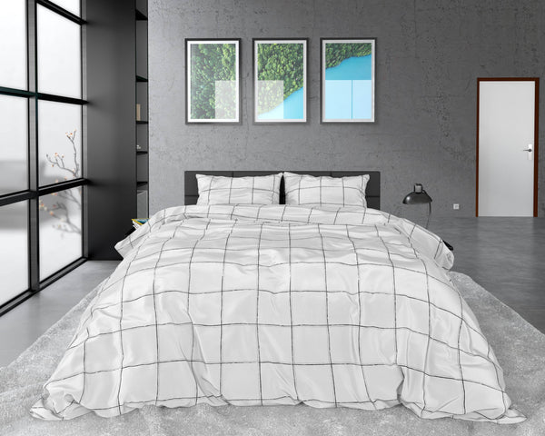Bettbezug Deep check White 240 x 220 cm