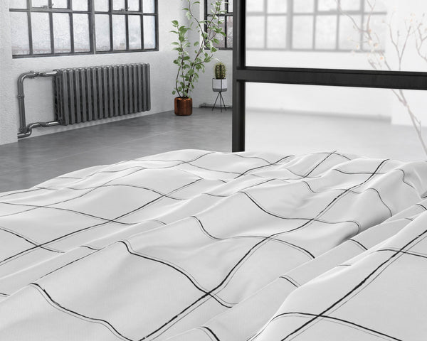 Bettbezug Deep check White 240 x 220 cm