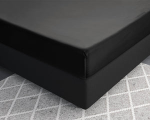 Satin Spannbettlaken Schwarz 180 x 210 cm