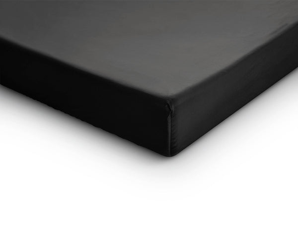 Satin Spannbettlaken Schwarz 180 x 210 cm