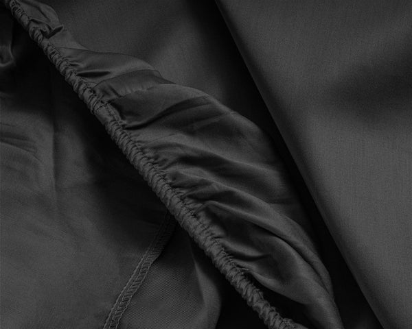 Satin Spannbettlaken Schwarz 180 x 210 cm